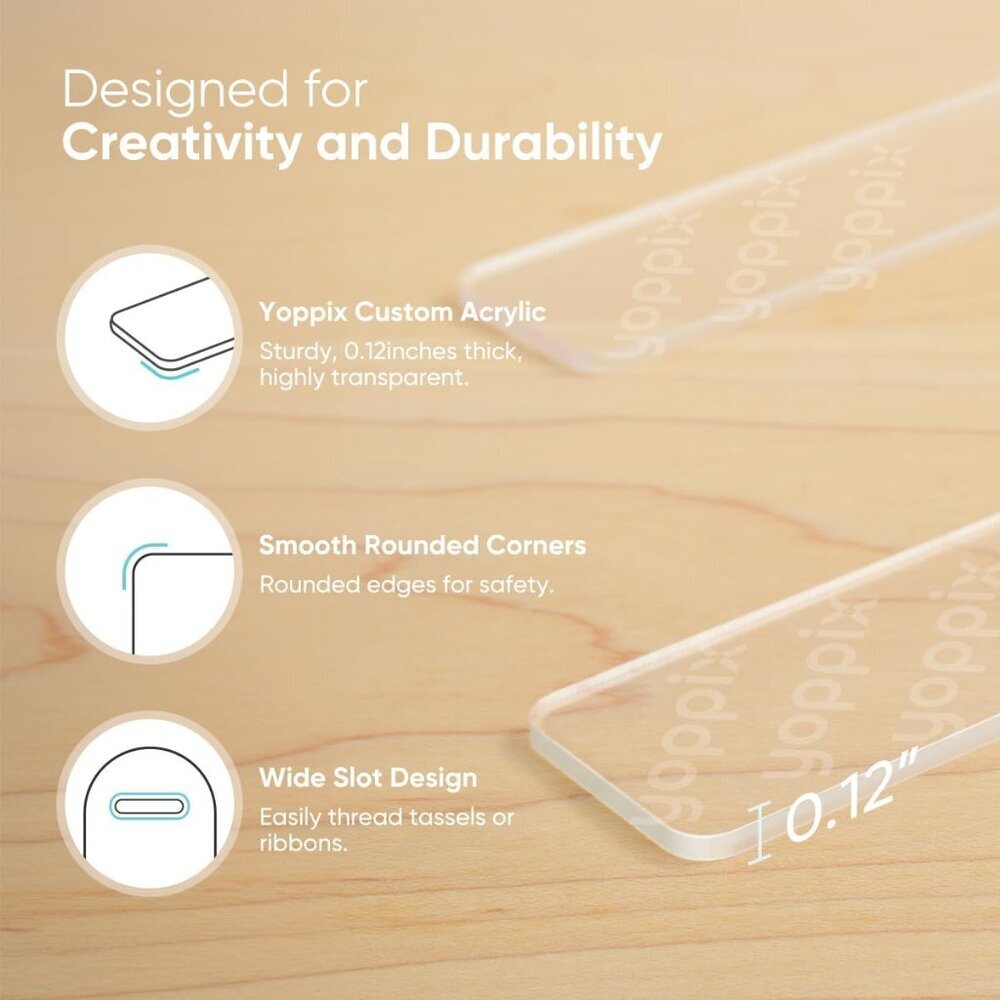 60 Pieces Acrylic Bookmark Blanks- 3mm Thicken Clear Acrylic Bookmarks with 60 P - Picture 4 of 6